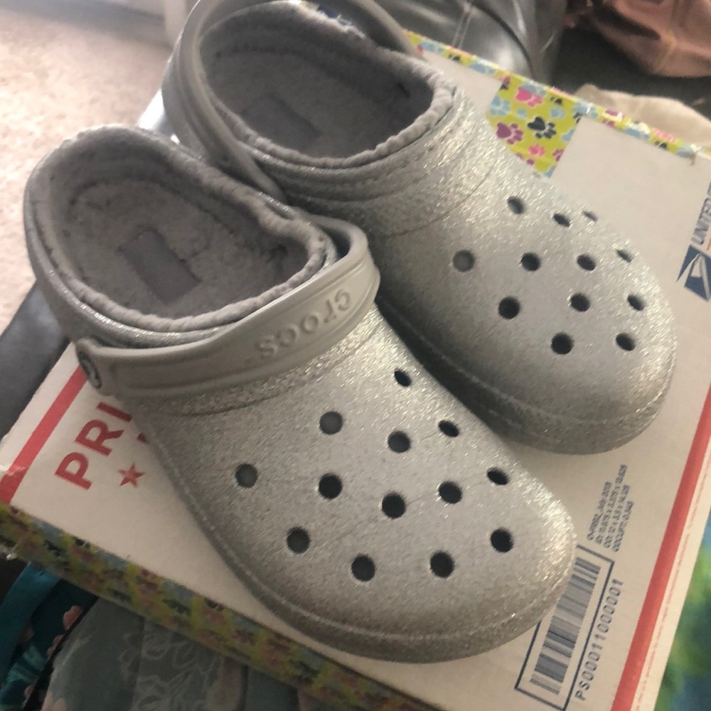 Silver glitter crocs Authentic